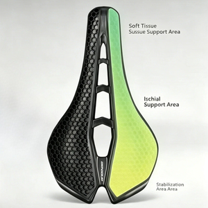 Nouvelle selle 3D bionique en nid d'abeille absorbant les chocs, siège creux respirant en fibre de carbone ultralégère, équipement léger pour route/VTT - Product Image 3