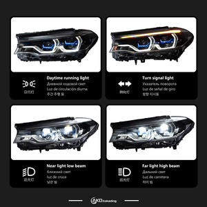 Conjunto <span class=keywords><strong>de</strong></span> Faros Delanteros LED Completos <span class=keywords><strong>con</strong></span> Lente <span class=keywords><strong>de</strong></span> Proyector Láser <span class=keywords><strong>con</strong></span> Borde Azul y Ojo Dorado <span class=keywords><strong>de</strong></span> Doble Color para BMW Serie 5 G30 2018-2020 - Product Image 4