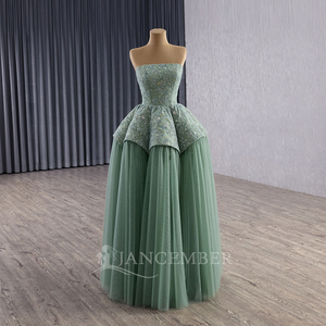 Robes de soirée vert sauge à perles, style A, pour occasions formelles Rsm251089 - Product Image 1