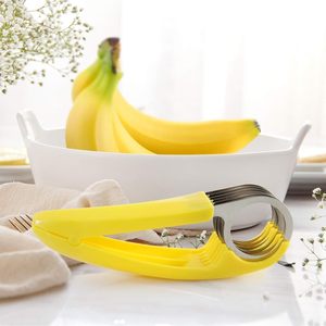 Trancheuse à bananes pratique de couleur jaune, outil de cuisine en plastique, éplucheur de fruits, coupe-bananes, hachoir - Product Image 4