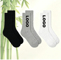 Chaussettes en bambou personnalisées avec logo, douces, respirantes, de haute qualité, antibactériennes, pour hommes et femmes, usage quotidien décontracté