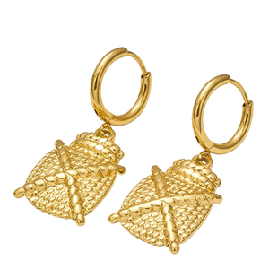 1 Paio di Orecchini Pendenti in Acciaio Chirurgico 316L 18G, Texture Intrecciata, Placcati in Oro, Stile Ancora, Gioielli alla Moda - Product Image 1