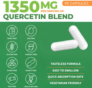 Fabricant de capsules de quercétine et de bromélaïne nutraceutiques avec vitamine C, sans OGM, sans gluten, 90 capsules de quercétine et de bromélaïne - Product Image 2