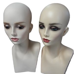 Cabeza de Maniquí Femenina Realista de Cuello Largo Profesional de PVC Barata al por Mayor con Hombros <span class=keywords><strong>y</strong></span> Maquillaje para Exhibición de Pelucas - Product Image 2