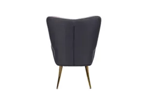 Sillón Individual de Lujo con Acentos Metálicos y Tapicería de Terciopelo, Sillón Reclinable con Respaldo Alto, Muebles Vintage para Sala de Estar - Product Image 4