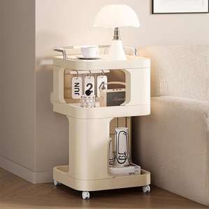 寝室用ファッションデザイン2層プラスチック収納ラック多機能雑貨収納キャビネット大容量移動式キャビネット棚 - Product Image 2