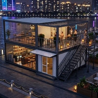 Conteneur Maison Modulaire Préfabriqué Démontable à Deux Étages avec Terrasse, Bar Commercial et Boutique Mobile en Acier