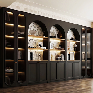 Customizable Design Laminated Board Living Room Furniture Living Room <strong>Bookcase</strong> Wine <strong>Cabinet</strong>, Display <strong>Cabinet</strong> with LED Lighting - Product Image 1