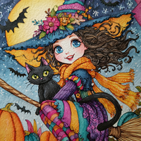 CHENISTORY Peinture par numéros DIY, motif Sorcière d'Halloween, pour adultes, cadeau DIY, peinture à la main sur toile