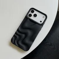 Coque de téléphone antichoc en silicone souple avec effet vague d'eau 3D mat pour iPhone 17, 16, 15, 14, 13, 12, 11 Pro Max, 17 Pro