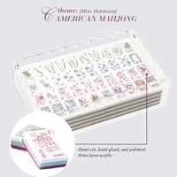 En gros, Ensemble de Mahjong américain de luxe moderne personnalisé en acrylique 3 couches, 160 tuiles, Miss Heirloom, gravé double face, pour le divertissement