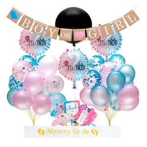 64pcs gender reveal party supplies, baby shower boy or girl banner for boys girls birthday Baby Shower decorations