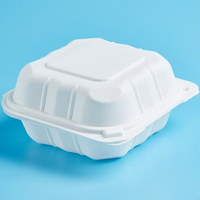 Boîte alimentaire empilable LOKYO de style américain en MFPP, type clamshell, 6x6, 8x8, 9x9 pouces, anti-fuite, en plastique biodégradable, pour la préparation des repas