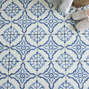 Carreaux <span class=keywords><strong>de</strong></span> porcelaine vintage <span class=keywords><strong>bleu</strong></span> <span class=keywords><strong>et</strong></span> <span class=keywords><strong>blanc</strong></span> 200x200mm pour <span class=keywords><strong>salle</strong></span> <span class=keywords><strong>de</strong></span> <span class=keywords><strong>bain</strong></span>, toilettes, douche, sol <span class=keywords><strong>et</strong></span> mur <span class=keywords><strong>de</strong></span> cuisine - Product Image 5