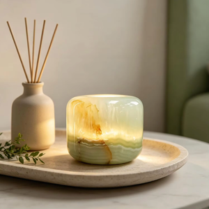 Retro Pink Green Natural Marble <b>Oil</b> <b>Lamp</b> Rechargeable Touch Portable <b>Antique</b> bar Counter Dining Table Bedroom Desktop Decoration - Product Image 2