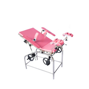 เตียงคลอดไฮดรอลิกสีชมพูแบบพับได้สำหรับใช้ในโรงพยาบาล - Product Image 2