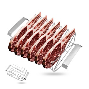 Buiten- en binnenkippenvlees- en BBQ-ribrek van roestvrij staal, braadrek voor gasgrill, keukenrotisserie voor kamperen - Product Image 1