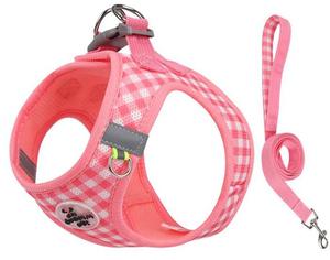 Aanpasbare kleine premium luxe hondenriem en tuigset, gepersonaliseerd, reflecterend, gevoerd, omkeerbaar, Dacron, verstelbare gesp - Product Image 1