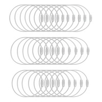 DFTOA-30 Pack de 6 porte-clés extensibles de 6 pouces / porte-étiquettes de bagages / porte-boucles / porte-étiquettes d'identification en nylon léger avec anneau porte-clés argenté