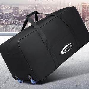 Large Capacity Oxford Cloth <b>Holdall</b> Wheeled Weekender Folding Barrel <b>Bag</b> Duffel Travel <b>Bag</b> Letter Pattern Luggage <b>Bag</b> - Product Image 2