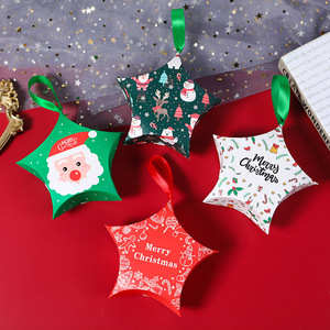 Bán Chạy Hộp Giấy Hình Ngôi Sao Giáng Sinh Nhỏ Hộp Đóng Gói Quà Tặng Bánh Quy Kẹo Giáng Sinh Vui Vẻ Có Thẻ Và Ruy Băng - Product Image 4