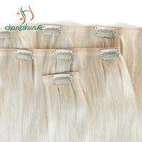 Extension de cheveux remy 100% humains, extension de cheveux lisses, double goutte, avec clip, Changshunfa, prix d'usine