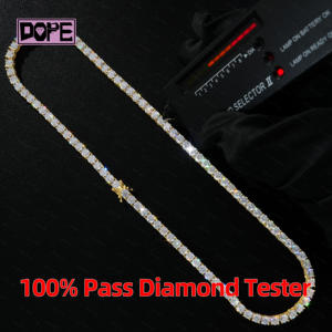 Collier <span class=keywords><strong>Tennis</strong></span> 2mm 3mm 4mm 5mm Chaîne <span class=keywords><strong>Tennis</strong></span> Moissanite en Argent S925 Plaqué Or 10k 14k 18k Diamant VVS Glacé - Product Image 4