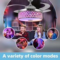 Ventilateur de plafond moderne en acrylique de 42 pouces avec lumière, couleur RGB, haut-parleur Bluetooth, application intelligente, moteur DC pour restaurant, hôtel, ODM