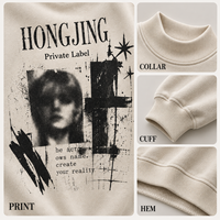 Sweat-shirt à col montant en maille côtelée pour femme, imprimé sérigraphié, coupe oversize, décontracté, en molleton, marque privée