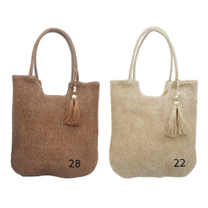 Borsa in carta intrecciata 40x35 cm, borsa tote monocolore da donna - Product Image 1