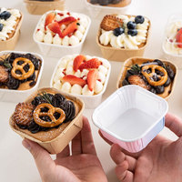 Gobelets et plateaux à pain carrés jetables en papier sulfurisé résistants au four avec couvercles, origine Chine, vente en gros disponible, personnalisables