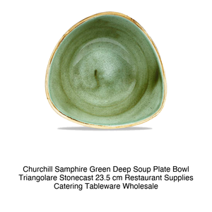 Assiette creuse Samphire Green 23,5 cm, bol triangulaire Churchill Stonecast - Product Image 2