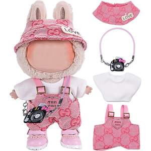 Ariker Handcrafted 4-Piece 30cm/12 Inch pour Labubu Doll Clothes Set Cute Pink Outfits Accessories Top No Doll Included - Product Image 5
