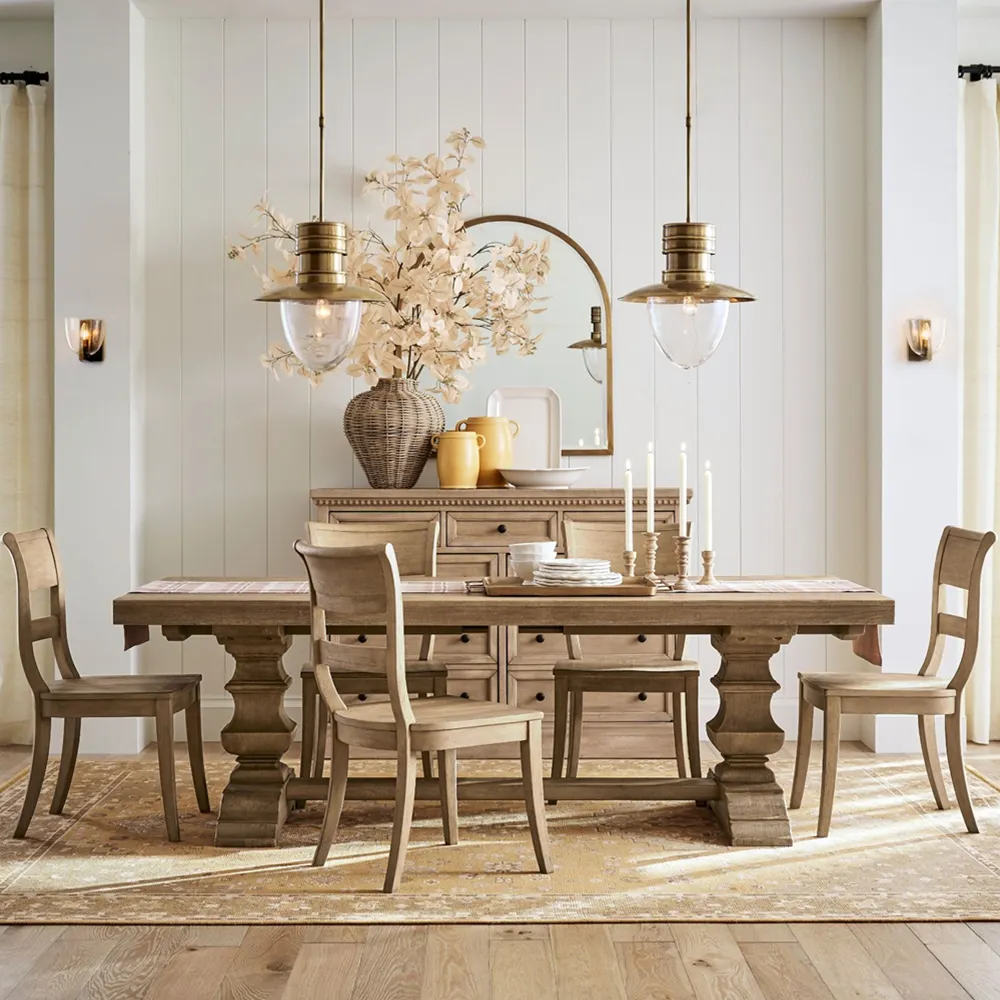 Nordic Custom Dimension Villa Appartement Restaurant Tables à manger en bois massif de luxe magnifiquement sculptées