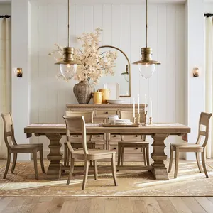 Nordic Custom Dimension Villa Apartment Restaurant Beautifully Carved Luxury Solid Wooden Dining Tables