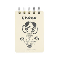 Carnet à spirale A7 72 x 105 mm, 100 feuilles lignées, couverture en carton 250 g/m², motif chien mignon, pour étudiants et cadeaux