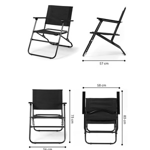 Chaise pliante d'extérieur en aluminium noir, chaise de camping portable pour jardin, 56x57x73cm - Product Image 1