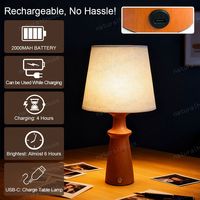 Lampe de table LED sur base en bois massif haut de gamme, style luxueux, lumière d'ambiance à intensité variable pour la maison, veilleuse, cadeau de fêtes, commande en gros