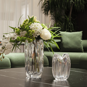 Vase en verre transparent de haute qualité, lisse, de couleur claire, grand et petit cylindre, fin, haut, étoile - Product Image 6