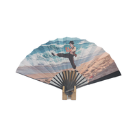 Grand éventail pliant classique en bambou fait main, motif dessin animé Ananda, pour festivals, rave, danse, musique, sports, fêtes et décorations, pour hommes et femmes