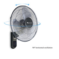 Ventilateur mural oscillant à 3 vitesses de 16 pouces, vente en gros d'usine, installation facile avec télécommande et inclinaison réglable