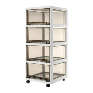 Armoire de rangement multi-niveaux en plastique avec tiroirs et roulettes pour jouets d'enfants, collations, rangement haut, usage domestique - Product Image 3