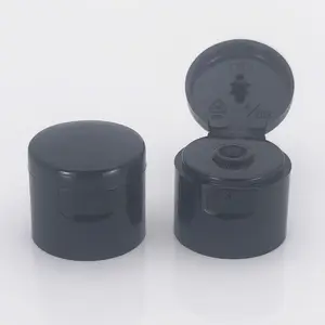 18mm 18-410 Plastic Flip Top Caps For Cosmetic Packaging Good Tightness Black 18-410 Plastic Flip Top Cap For 30ml 50ml Vials
