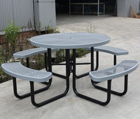 Table de pique-nique commerciale extérieure en métal, ensemble de meubles de jardin, table à manger en acier, table basse et chaise pour le patio extérieur