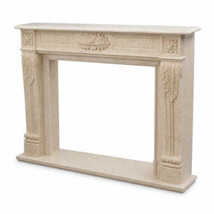 Cheminée en marbre personnalisée, moderne, sculptée à la main, luxueuse, classique, beige crème, avec manteau de cheminée en marbre et cadre de cheminée en marbre - Product Image 2