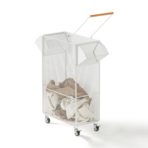 Carrito de Lavandería Moderno con Ruedas para Baño, <span class=keywords><strong>Cesta</strong></span> de Almacenamiento de Toallas Móvil de Metal, <span class=keywords><strong>Cesta</strong></span> de Ropa con <span class=keywords><strong>Rejilla</strong></span> Extraíble - Product Image 6