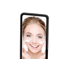 Miroir cosmétique intelligent double carré Uyisi de 4,1 pouces avec protection solaire UV, pliable, finition argentée, personnalisé, 2500 mAh