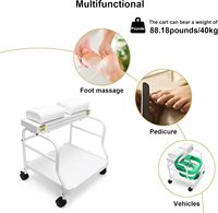 Carro de Herramientas para Manicura y Pediluvio Silla de Pedicura Estación de Masaje de Pies para Salón con 3 Estantes Carrito para Esteticista y Spa de Pedicura