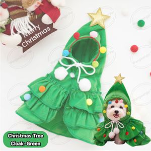 Costume de chat de fête de Noël tenue d'arbre de Noël drôle Cape de Noël pour animaux de compagnie avec pompon et étoile - Product Image 3