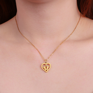JUSTOP 304 316 Collier pendentif cœur micro-incrusté plaqué or, améthyste pierre de naissance, empreintes de bébé, romantique, pour usage quotidien - Product Image 6